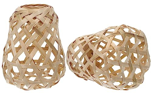 Holibanna 2 Stück Rattan-Lampenschirm Mini-Korb-Lampenschirm Kleine Boho-Lampenschirme Pendelleuchten-Abdeckung Lampenschutz Lampenkäfig Lampenhalter Deckenventilator Lichtabdeckung Für