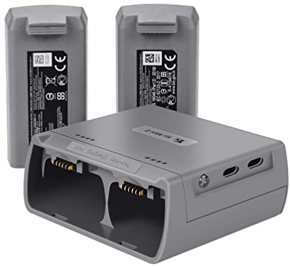 Mini 2/Mini SE Akku-Ladegerät, Zwei-Wege-Ladehub Drohnen-Akkus USB-Ladestation für DJI Mini 4K/ Mini 2/Mini SE, zwei Akkus Nacheinander Aufladen, Drohnen-Zubehör (Grau)