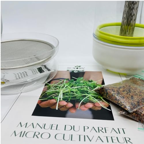 Kit germination complet avec coupelle de germination, germoir à graines germées, graines à germer bio et livret complet. Le coffret le plus complet, idée cadeau