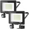 kolpop Projecteur LED Exterieur Detecteur de Mouvement, 2 Pack 50W Spot LED Extérieur 6500K 4500 LM Projecteur Exterieur LED IP65 Etanche, Eclairage Exterieur avec Detecteur pour Jardin Garage