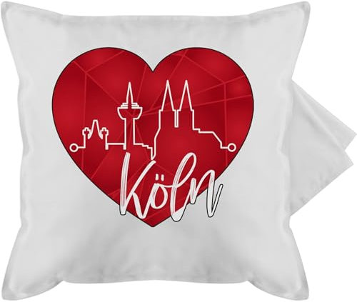 Kissenbezug - Karneval & Fasching - Kissen - Köln Herzschlag I Köln Skyline Herz - 50 x 50 cm - Grau - karnevalskissen fasching- kölner sofakissen mit carnevale kölsche cushion cover karnevals