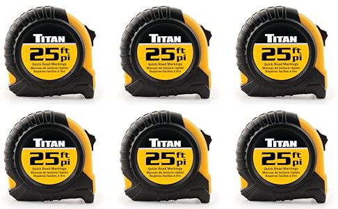 Titan 10925 Maßband-Set, 6-teilig, 7,5 m, mit gut lesbaren Standardmarkierungen und robustem Etui