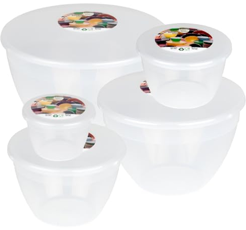 Just Pudding Basins Clear Space Saving Set of Plastic Steam Pudding Bowls and Lids 5 Popular Sizes Up to 3 Pints