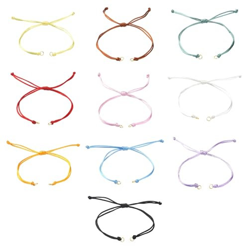 UR URLIFEHALL Lot de 40 bracelets réglables en nylon tressé avec anneaux ouverts pour la fabrication de bijoux - 10 couleurs