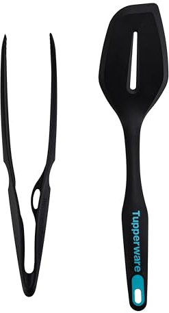 Tupperware Griffbereit Küchenhelfer Grillzange (p) schwarz + Griffbereit Pfannenwender küchenzubehör Küchenzange Servierzange (inkl. Katzen Magnet)