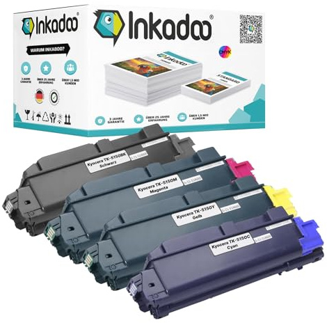 Inkadoo Toner f r Kyocera TK-5150 CMYK Bunt Kompatibel ECOSYS M 6035 cidn ECOSYS M 6535 cidn Kyocera - ECOSYS M 6535 cidn, ca. 42.000 Seiten, Tonerkartusche, Tonerpatronen, Drucker Toner