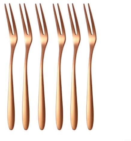 Stainless Steel Food Forks, Convenient for Cake Desserts Sushi Snacks, Pack of 6 (Rose Gold)