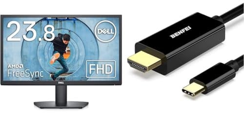 Dell SE2422HX 24 Inch Full HD (1920x1080) Monitor, 75Hz, VA, 5ms, AMD FreeSync, HDMI, VGA & BENFEI USB C to HDMI Cable, 4K 1.8M USB Type C to HDMI Adapter (Thunderbolt 3/4, iPhone 15 Pro/Pro M