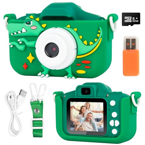 PTUI Kinderkamera - Kinder Kamera 1080P HD Digitalkamera Kinder mit 2,0-Zoll-Bildschirm Kamera Kinder Fotoapparat Kinder mit 32G Speicherkarte Fotokamera Kinder für 3-12 Jahre Geburtstag Kinder