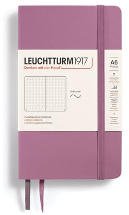 LEUCHTTURM1917 372376 Notizbuch Pocket A6, Softcover Schreibbuch, 123 nummerierte Seiten, Dusty Rose, dotted
