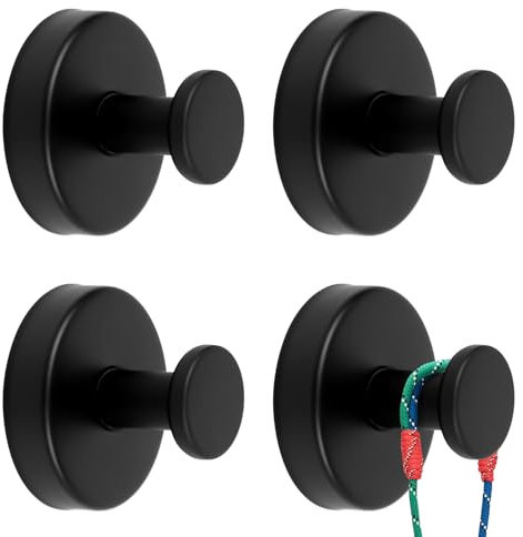 SCROLIEY 4 Stück Saugnapfhaken, Haken Mit Saugnapf, Handtuchhaken Bademantelhaken Ohne Bohren, Saughaken Extra Stark (Schwarz)