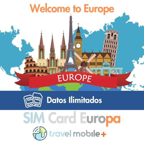 Tarjeta SIM Europa con Datos ilimitados Durante 15 días | Sim Internacional | Conexión 4G de Alta Velocidad | SIM Prepago de Datos para Turistas y Viajeros | Más de 40 países