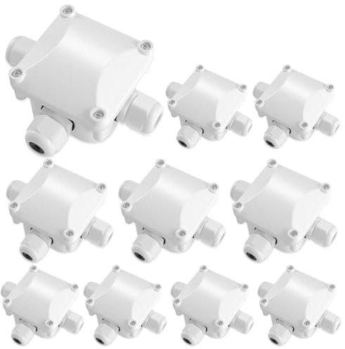 10 Stück Wasserdicht Abzweigdose, 3-Wege Verteilerdose Anschlussdose Verbindungsdose Geeignet für Outdoor Garten Straße (10) (Weiß)