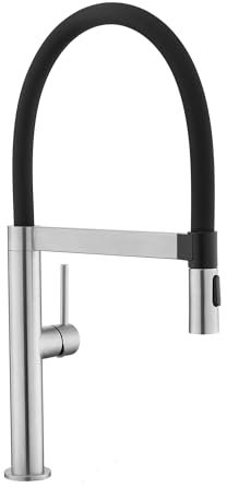 Tohlar Robinet de cuisine haute pression avec douchette extractible, robinet de cuisine à levier unique en acier inoxydable, pivotant à 360°, nickel brossé