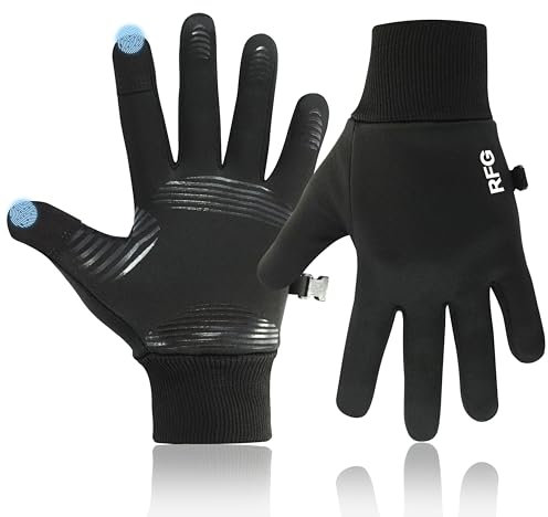 Repton Fitness Gears RFG Winter Warm Gloves, Windproof Water-Resistant Thermal Non-slip Touchscreen Gloves MTB Gloves Black for Men Women Running Cycling Driving Hiking Skiing Climbing (Black, S)