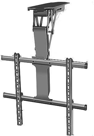 Electric TV Ceiling Mount - Adjustable Ceiling TV Mount Bracket, Tilt from 0 to 85° Hidden Folding TV Lift, Fits 32-70 Inch TVs Motorized Ceiling TV Mount, with Automatic Lift,