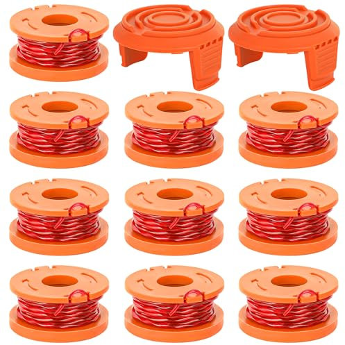 MUETKNYE Trimmer Spool Line for Worx,12 Pack WA0010 Edger Spools Replacement for Worx, Trimmer Line Refills 0.065 inch for Worx, Suitable for Worx String Trimmers
