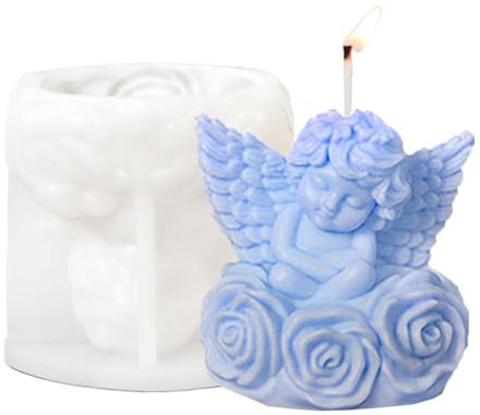 Xiwhuua Molde de silicona de ángel,Molde de ángel - Molde de yeso Angelito,Moldes de velas de silicona de Ángel, Moldes de resina de yeso, manualidades decorativas para el hogar hechas a mano