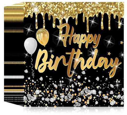 40 Stück Happy Birthday Party Servietten, Schwarz Gold Glitzernde Diamanten Geburtstagsservietten 33x33cm Einweg Partygeschirr Papierservietten für Junge Mädchen Geburtstag Party Deko