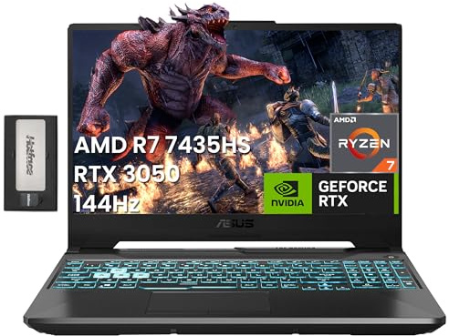 ASUS TUF A15 Gaming Laptop, 15.6 pollici 144Hz FHD, AMD Ryzen 7 7435HS, 32GB DDR5, 2TB SSD, NVIDIA GeForce RTX 3050, Tastiera retroilluminata, Wi-Fi 6, Win 11 Pro, Nero, 256GB Docking Station Set