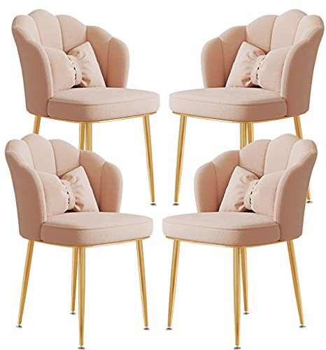 Luxus Samt Esszimmerstühle 4er Set mit Kohlenstoffstahl Beinen, rosa goldene Beine, ideal für Heimstudium oder Frisiertisch
