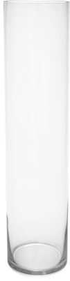 Jarron de Suelo de Cristal Forma Tubo Transparente 15x15x60 cm
