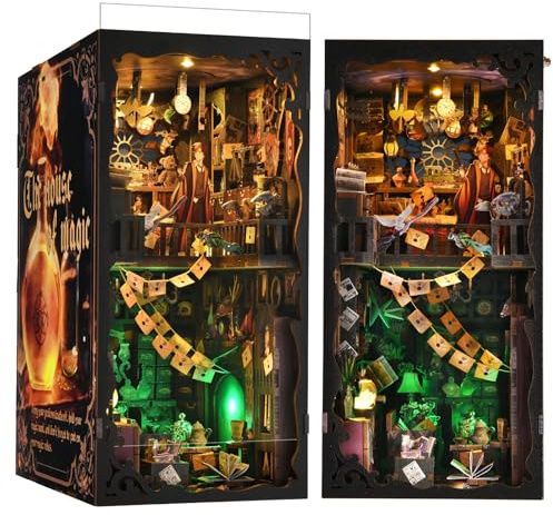 ETKVR Book Nook Kit, DIY Booknook Modell für Erwachsene, 3D Holz Puzzle | Buchstütze Buch Ecke, Miniatur Puppenhaus Haus Einsatz zur Bücherregal-Dekoration Kreatives Geschenk