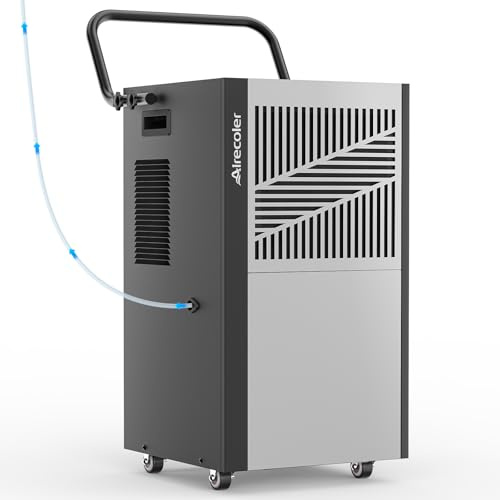 Airecoler 70L Commercial Dehumidifier with Pump & Drain Hose for Basements & Large Rooms up to 350 m³, Industrial Dehumidifier with Wheels Heavy Duty Commercial-grade