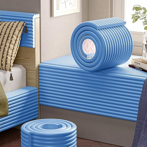 JORCEDI Children's foam wall protection panels, soft-padded wall panels for bedrooms/playrooms/nurseries, self-adhesive headboards, DIY-cut soft-padded， featuring thermal insulation (blue,20cm)
