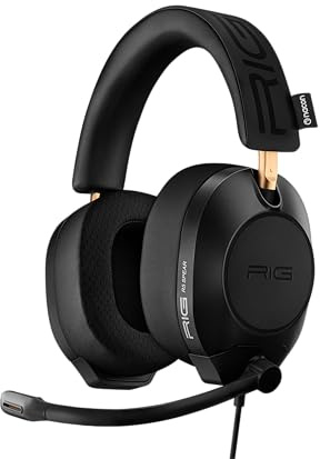 RIG R5 Spear MAX HD - Auriculares para Juegos competitivos con Controladores GrapheneQ y Dolby Atmos, Color Negro