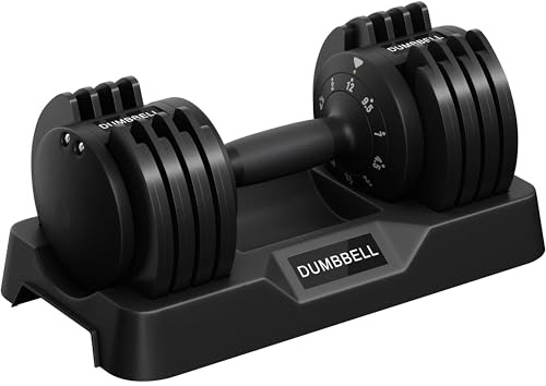 Yaheetech Verstellbare Hantel, 15 Stufen aus Stahl, 2,5 – 24 kg, sofortige Anpassung, Doppelverriegelungssystem, rutschfest, für Fitnessstudio, Zuhause, Büro