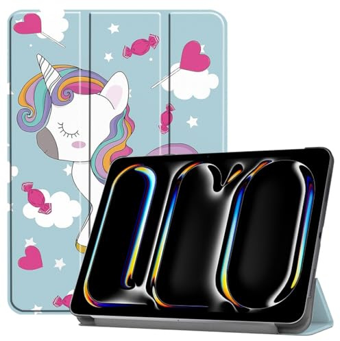 Techsuit für iPad Pro 11 2024 bis 2025 Hülle mit 360 Schutz, Mikrofaser Innenfutter, Verstellbaren Betrachtungswinkeln, Schlankem Design, Anti Fingerabdruck, FoldPro Series, PU Leder, Unicorn