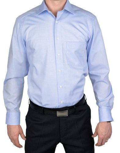 Marvelis Herren Businesshemd Non-Iron Modern Fit, extralang, Kent-Kragen, Chambray, 100% Baumwolle, bleu 11, 47