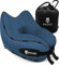 SNUGL Reisekissen – Ergonomisches Memory Foam Kissen für Kopf-, Nacken- & Kinnstütze – Ideal für Flugzeug, Auto & Zug – Inklusive Tragetasche mit Karabinerhaken, Marlin Blue (Blau) PMFTP-L-MB