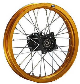 HMParts Alu Felge 14 Zoll hinten Gold Eloxiert Typ 2 Geeignet für fast alle Modelle mit 12 mm Achse Dirt Bike, Pit Bike, XMOTOS, MotoCross (Gold)