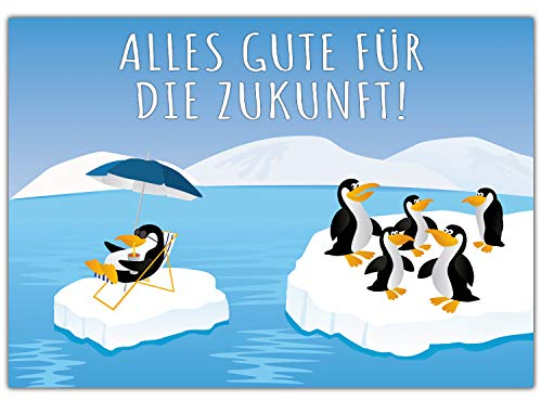 A4 XXL Abschiedskarte KOLLEGEN PINGUIN mit Umschlag - edle Klappkarte für Kollegen zur Rente Pension Jobwechsel Umzug Ruhestand Karte von BREITENWERK