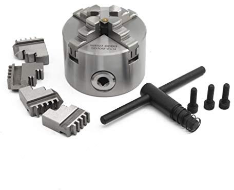 RATTMMOTOR 3 4-Jaw K12-80mm Self-Centering Lathe Linkage Chuck 6600R/Min 40N.m 10KN, Precision Machining Center Wood Metal Lathe Chuck 16mm Through-Hole for CNC Router Engraver Milling Machine