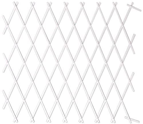 TERRE JARDIN - Treillis Jardin, 100 x 200 cm - Treillis Plante Grimpante Exterieur, Plastique, Blanc - Treillis Extensible, Accordéon - Treillis, Décoration Florale Murale, Plantes Grimpants