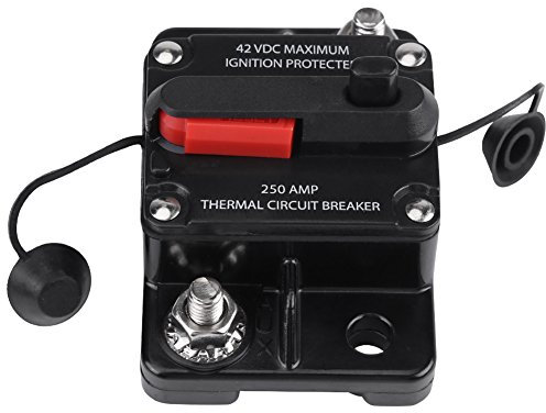 50A-250A 12-42V DC Disjoncteur Audio Stéréo de Voiture, 250A Disjoncteur Audio de Voiture en Ligne Réinitialisation Manuelle, Utilisé à Place de Porte-fusible en Ligne (250A)