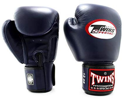 TWINS Guantes de boxeo, cuero, azul, Muay Thai, guantes de boxeo de cuero, talla MMA 16 Oz