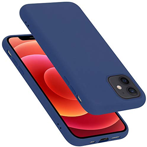 Cadorabo Hülle kompatibel mit Apple iPhone 12 MINI Hülle Silikon Handyhülle für iPhone 12 MINI Case aus flüssigem Silikon- Kratzfeste und stoßfeste dünne TPU Schutzhülle - Liquid BLAU