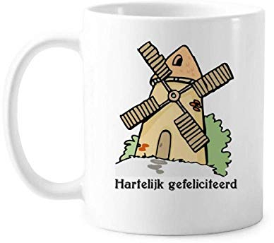 Tasse mit niederländischem Windmühlen-Motiv, für Geburtstag, Keramik, Kaffee, Porzellan, Geschirr