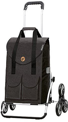 Andersen Einkaufstrolley - klappbar - 54 Liter - Treppensteiger - Aufhängung für Einkaufswagen - belastbar 50 kg - Aluminium - Trolley - Rad Ø 3 x 13 cm - Cargo Shopper XXL Jacob anthrazit