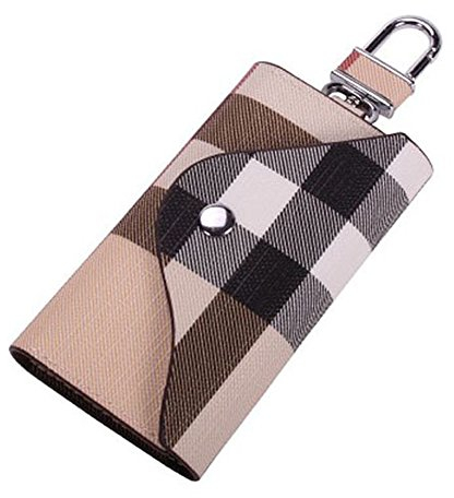OsAtNb Key Organizer Schlüsseletui Leder Herren Damen Schlüsseltasche Autoschlüssel Halter Funktional Praktisch Schlüsselbeutel Schlüsselanhänger Geldbörse für 6 Schlüssel Kartenhalter (Beige)