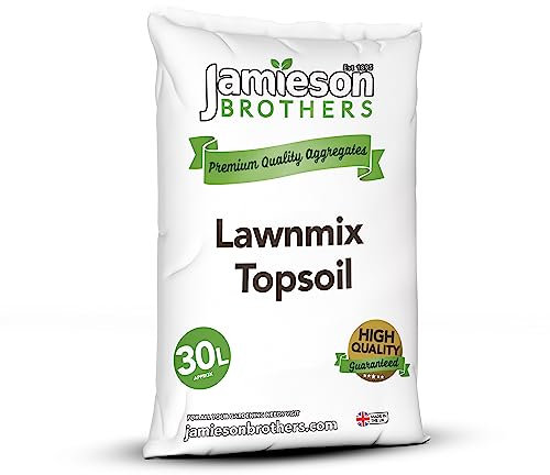 Peat Free Lawnmix Top Soil 30L - Enriched Soil Ideal For Laying Turf or When sowing New Grass and Lawn Seeds Levelling Loam Based and Screened - By Jamieson Brothers