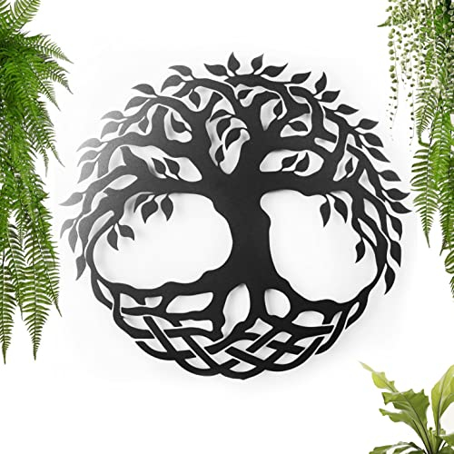 Decorazione in metallo. Scultura da parete galleggiante, con ombre, in acciaio. (43 x 31 cm., Albero della vita)