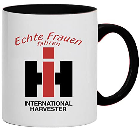 Kaffee Tasse Echte Frauen fahren IHC International Harvester | weiß/schwarz
