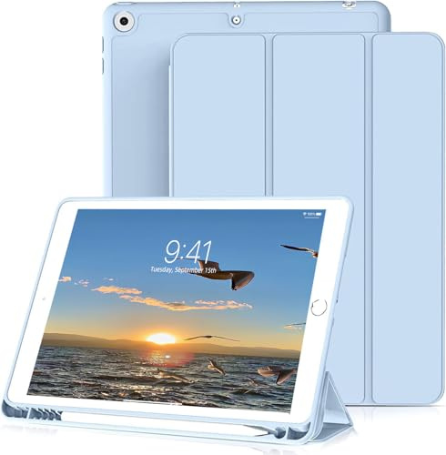 JKSML Hülle für iPad 9./ 8. /7. Generation 10.2 Zoll Modell 2021/2020/2019 | Auto Schlaf/Aufwach Funktion | Ultradünne Schutzhülle aus TPU für iPad 10.2 Zoll, Himmelblau