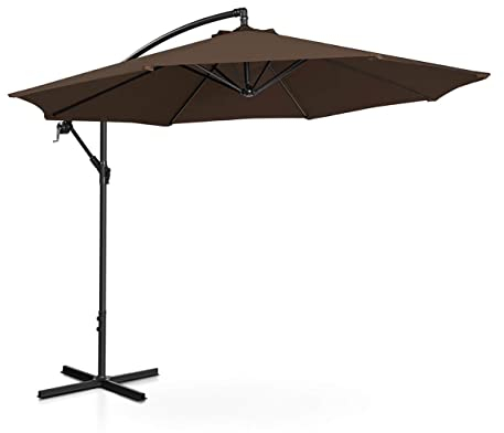Uniprodo UNI-UMBRELLA-R300BR-N | Ampelschirm | Sonnenschirm | Braun rund Ø 300 cm neigbar | Gartenschirm | Terrassenschirm | Sonnenschutz für Balkon, Terrasse & Garten | Pendelschirm
