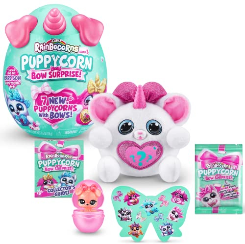 Rainbocorns Puppycorn Bow Surprise, Puppycorn Series 3, Pinky The Chihuahua - Peluche Coleccionable - 5 Capas de sorpresas, despegar y revelar corazón, calcomanías, Limo, a Partir de 3 años
